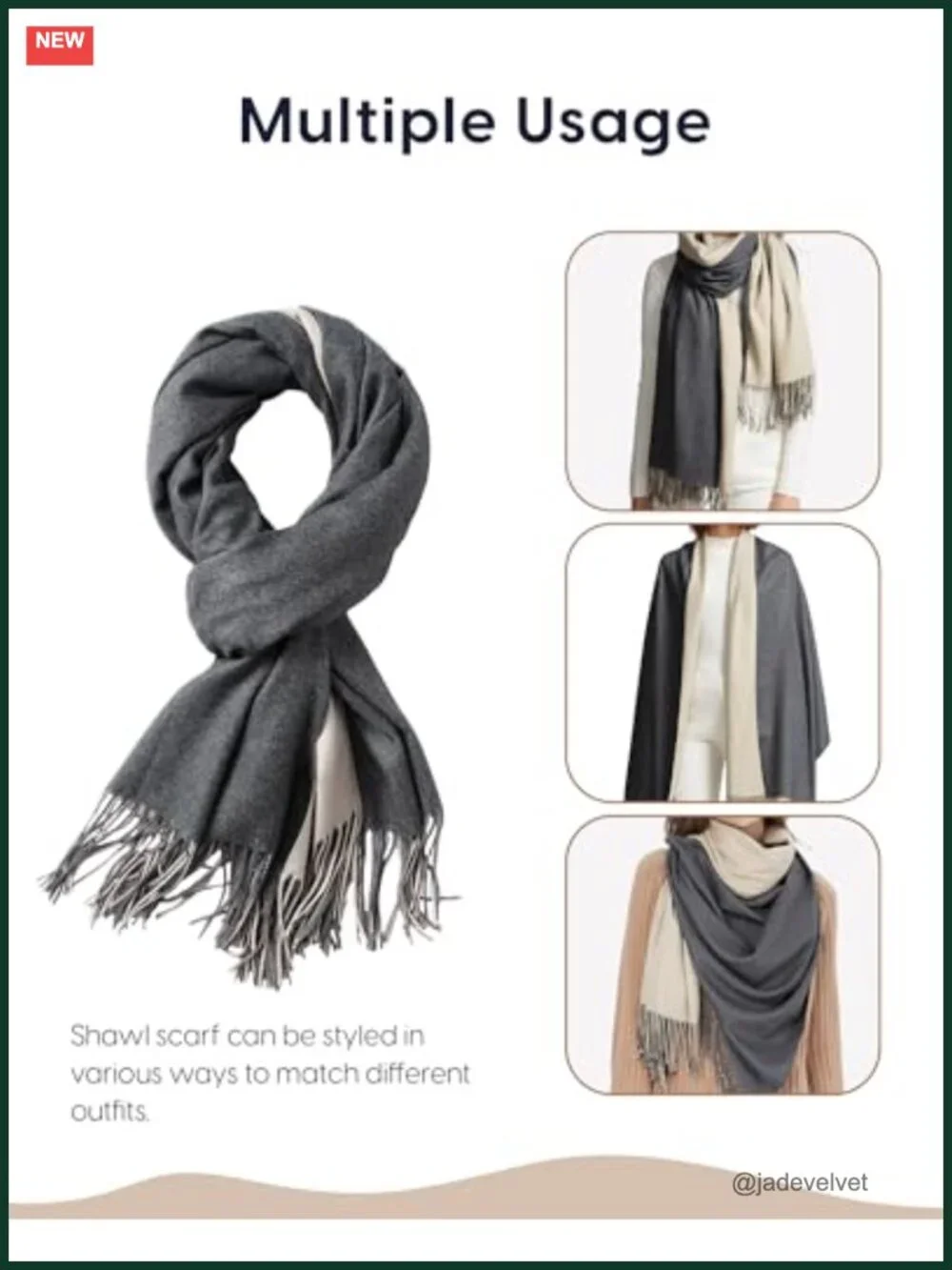 Women's Oversized Cashmere Feel Wrap Scarf Shawl Pashmina